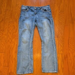 Grace In LA Embellished Blue Bootcut Jeans Size 33